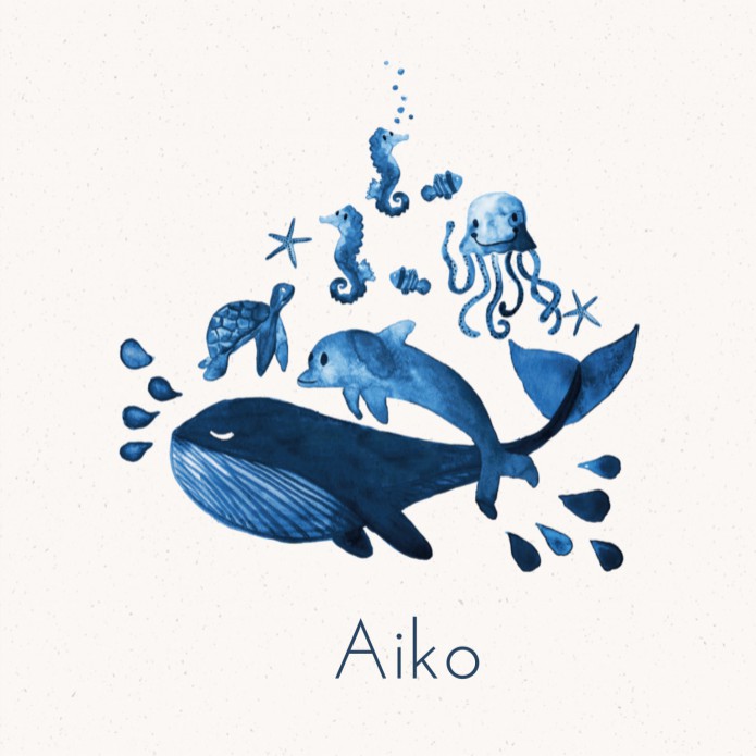Geboortekaartje onderwater diertjes - Aiko