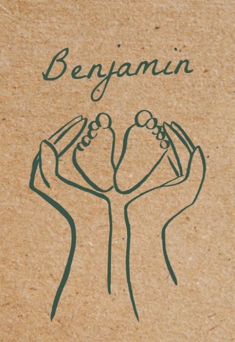 Geboortekaartjes voetjes baby lijntekening - Benjamin