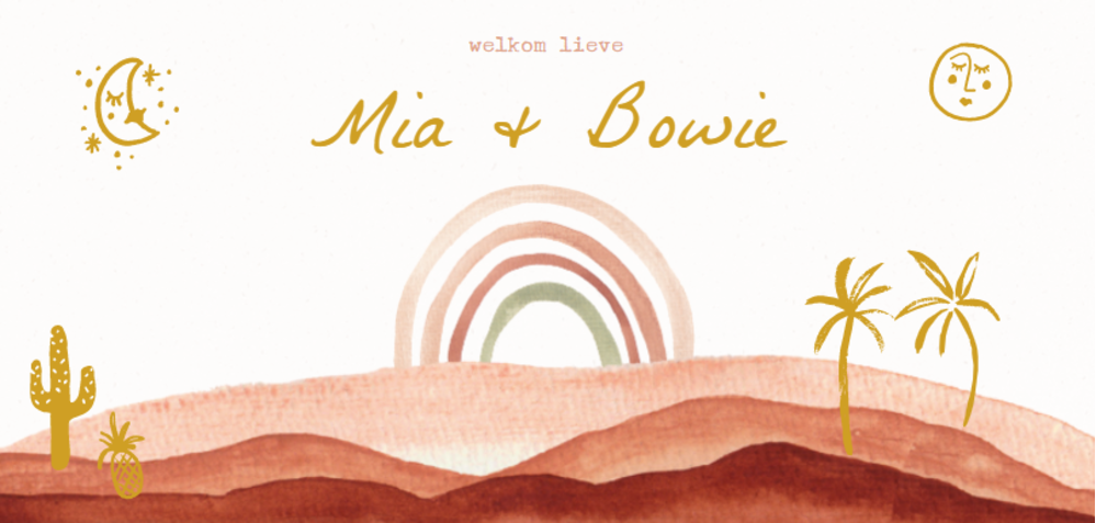 Mia & Bowie tweeling landschap voor