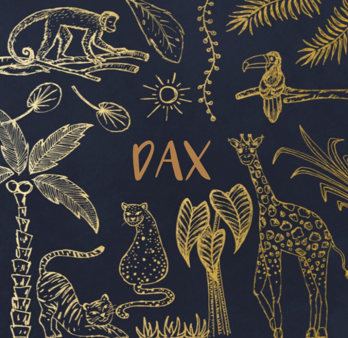 Dax geboortekaartje jungle goud-look voor