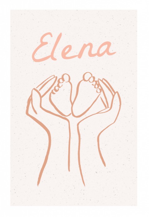 Geboortekaartje lijntekening voetjes - Elena