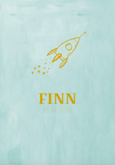 Geboortekaartje Raket space sterren - Finn