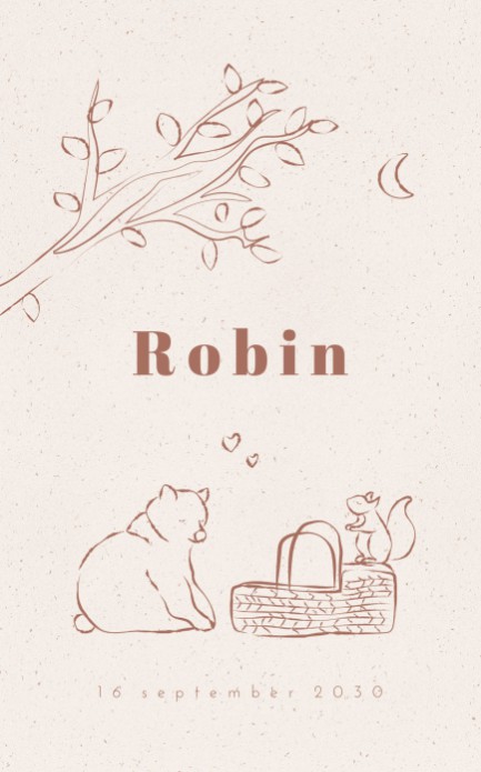 Geboortekaartje bosdieren Robin