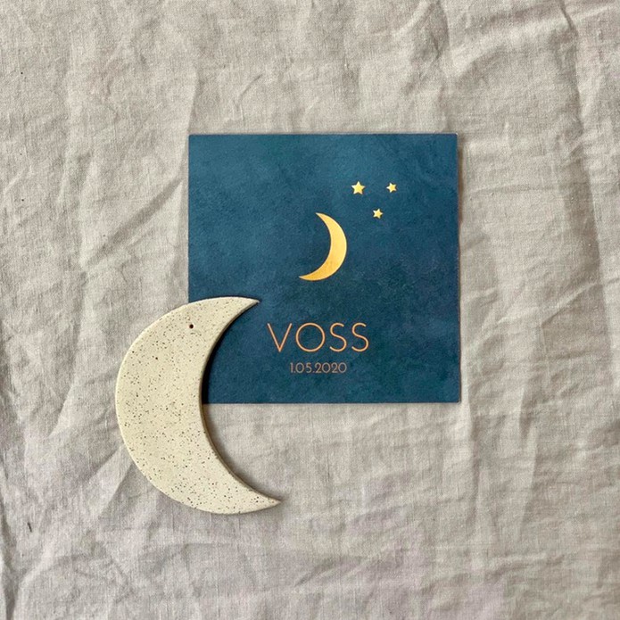 Geboortekaartje maanstand sterren - Velvet look - Voss