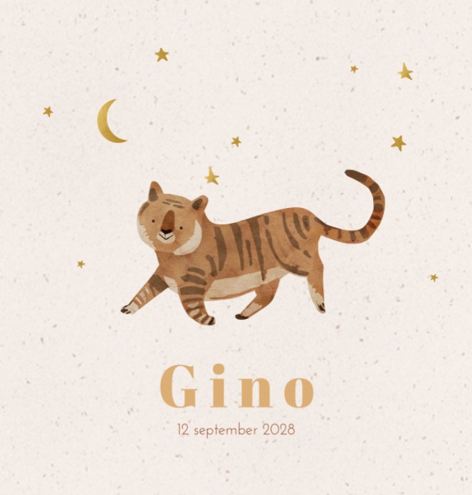 Geboortekaartje tijger - Gino