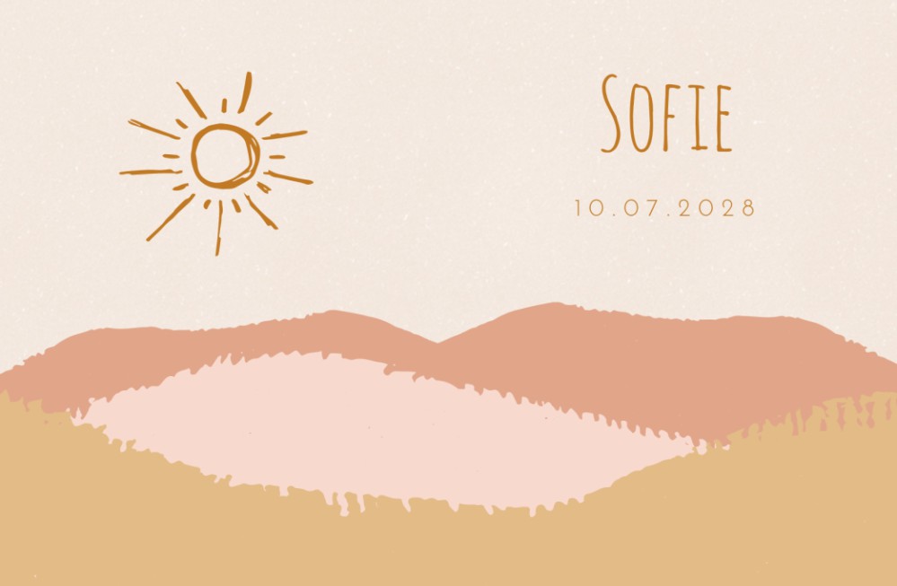 Geboortekaartje zon en landschap - Sofie