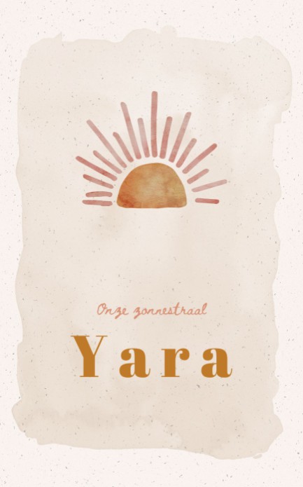 Geboortekaartje zon - Yara