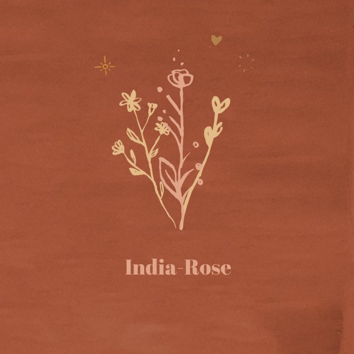 India-Rose geboortekaartje met bloemen