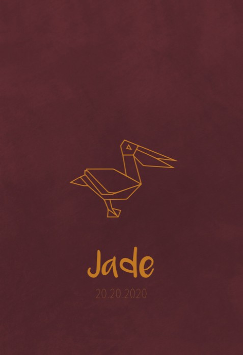 Jade pelikaan geboortekaartje
