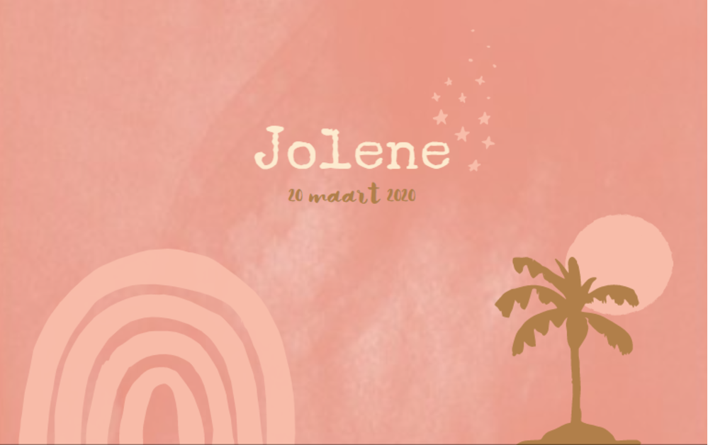 Geboortekaartje regenboog palmboom - Jolene