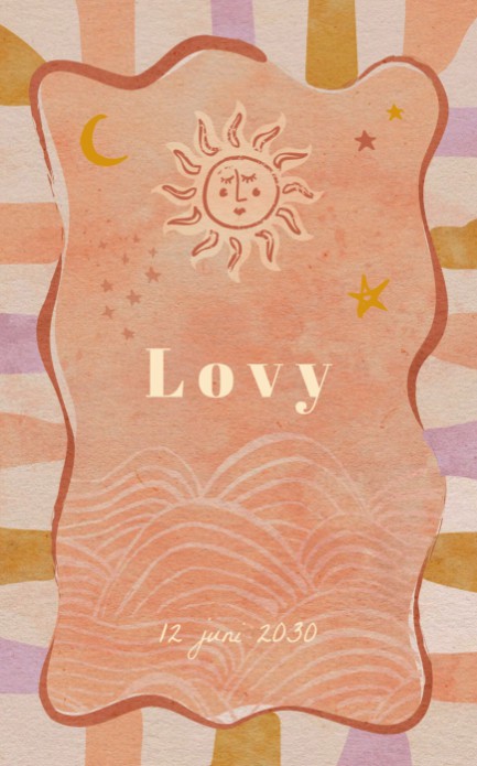 Kleurrijk geboortekaartje met zon - Lovy