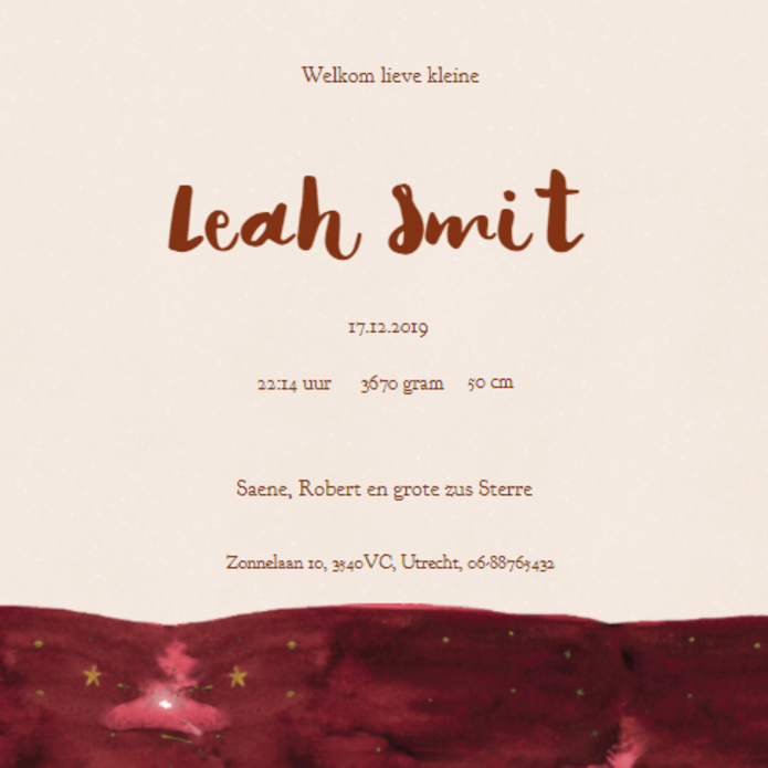 Geboortekaartje sterrenbeeld - Leah