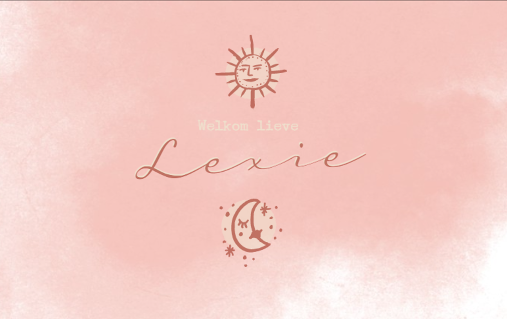 Geboortekaartje zon en maan - Lexie