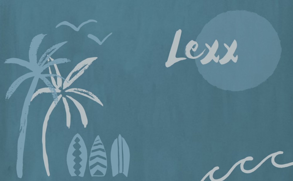 Stoer geboortekaartje blauw palmbomen - Lexx