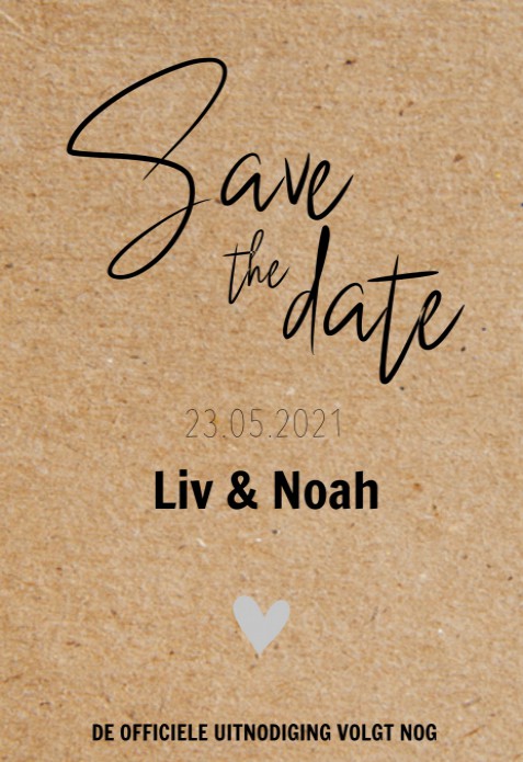 Liv en Noah save the date kaartje voor