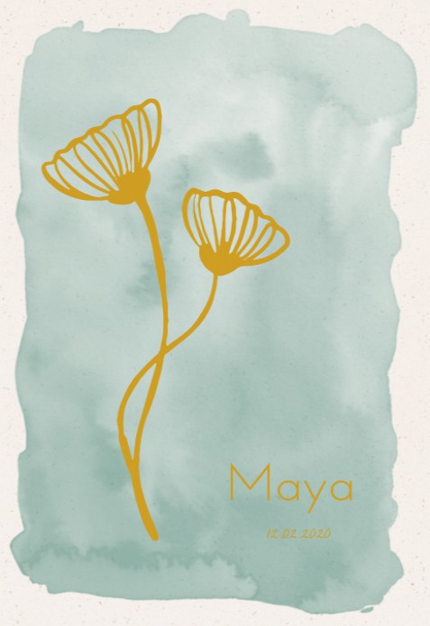 Maya bloem geboortekaartje