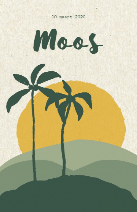 Geboortekaartje bergen palmboom landschap - Moos