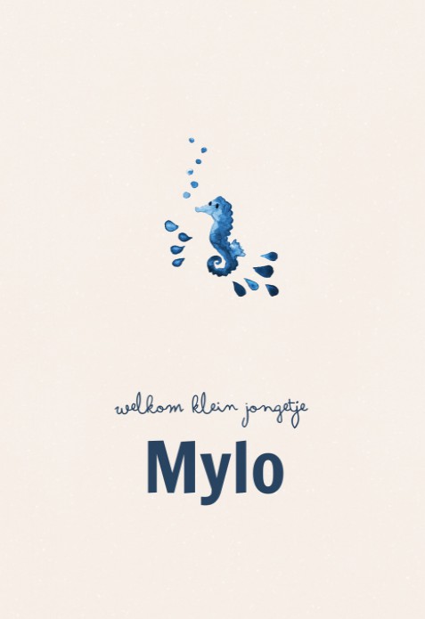 Geboortekaartje zeediertje zeepaardje - Mylo