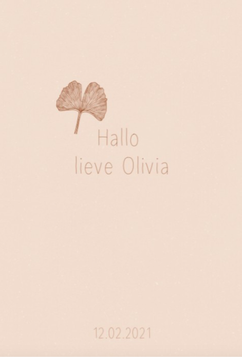 Geboortekaartje Olivia ginkgo blad