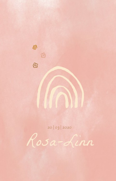 Geboortekaartje regenboog wit roze - Rosa linn