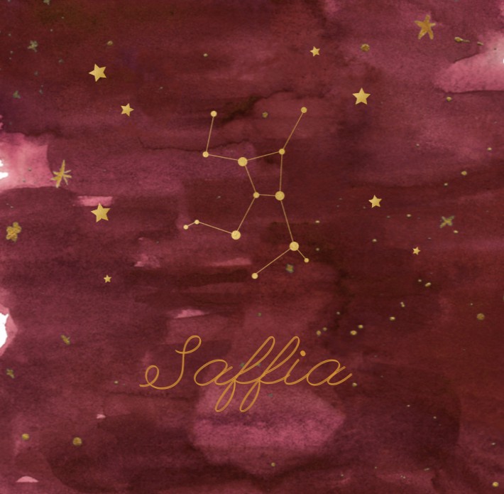 Saffia sterrenbeeld kaartje