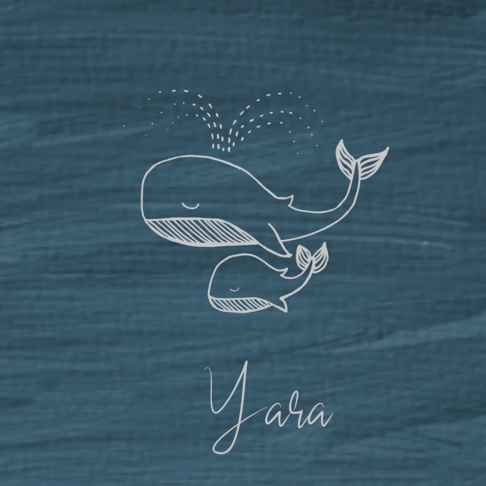 Yara walvis geboortekaartje voor