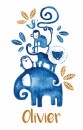 Olivier dierenkaartje blauw